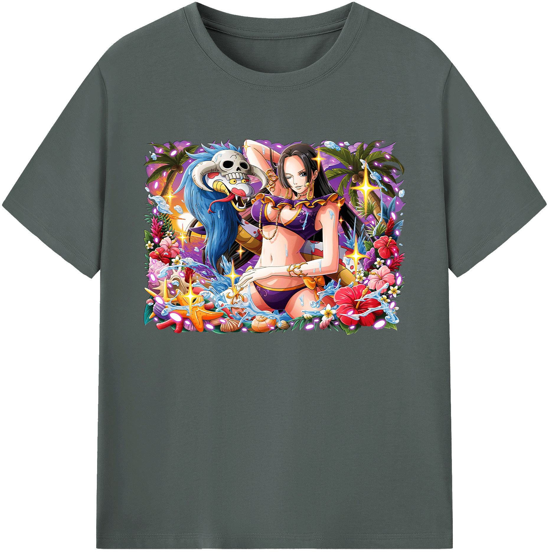 ワンピース ボア・ハンコック ONE PIECE Boa·Hancock 綿100％ メンズ半袖Tシャツ｜肌触りやわらか＆通気性
